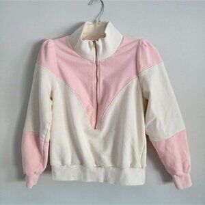 SELKIE | Pillow turtle neck Sweatshirt pink cream color block Sz S